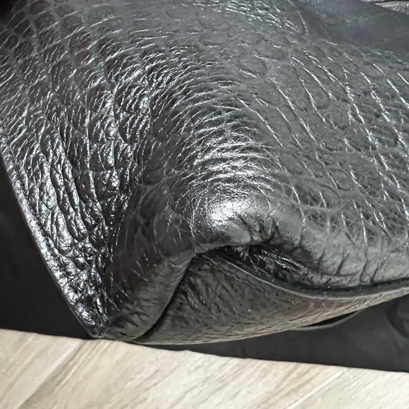 YSL Tag hobo bag black leather crocodile embossed - Picture 9 of 11